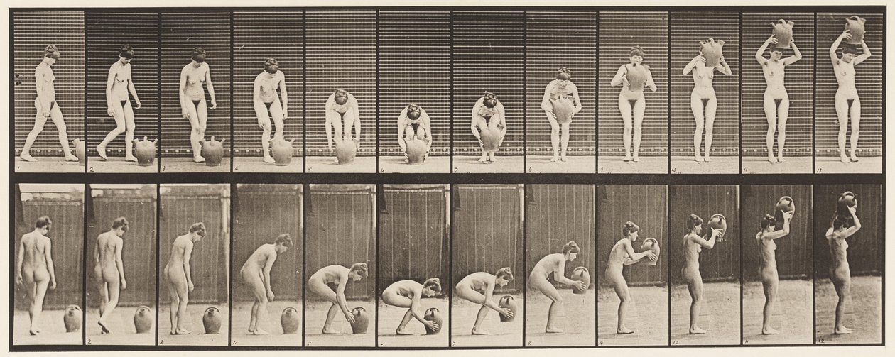 Talíř 224. Shýbání a zvedání nádoby na vodu k hlavě od Eadweard Muybridge