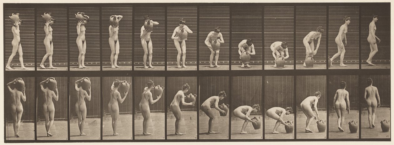 Talíř 225. Vyjmutí nádoby na vodu z ramene na zem od Eadweard Muybridge