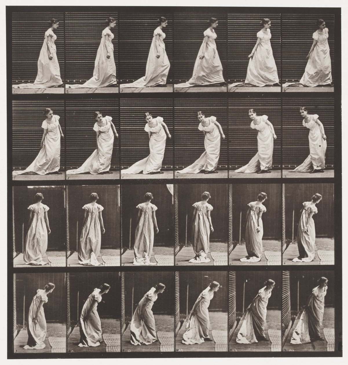 Talíř 231. Shýbání se k uspořádání vlaku a otáčení od Eadweard Muybridge