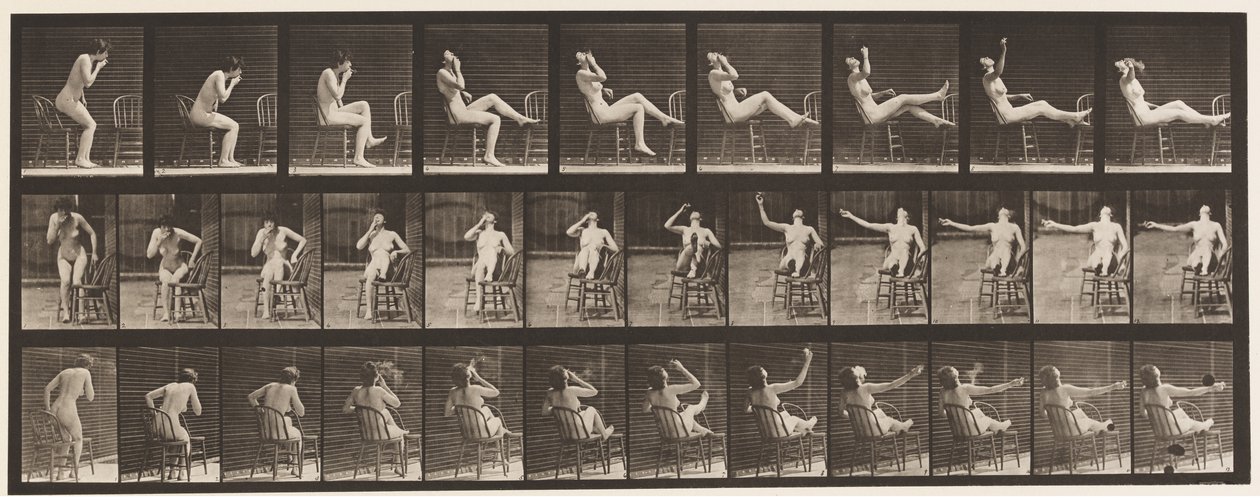 Talíř 247. Vsedě Položení nohou na židli od Eadweard Muybridge