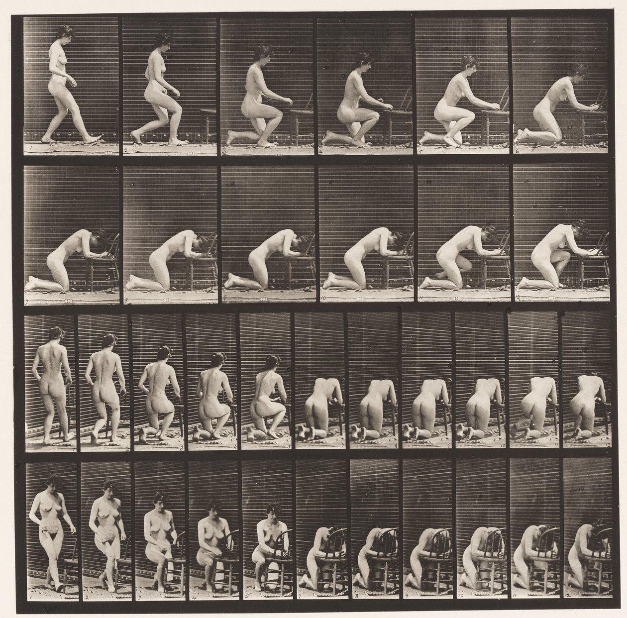Talíř 254. Klečící, lokty na židli, ruce sepjaté od Eadweard Muybridge