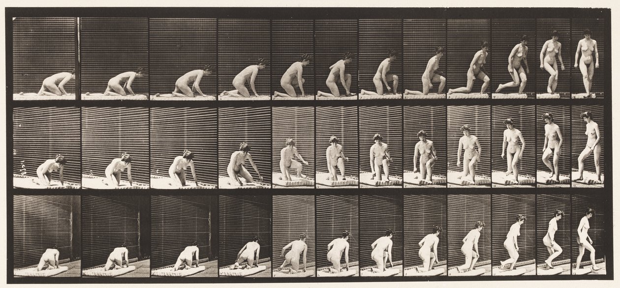 Talíř 255. Vzniká z klečení a otáčení od Eadweard Muybridge