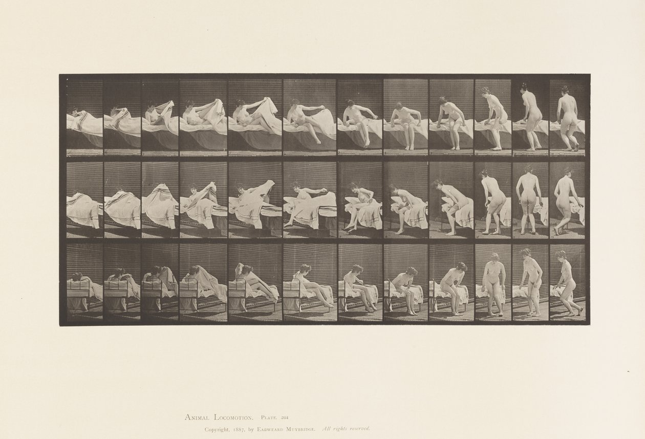 Talíř 264. Vstávání z postele a příprava na pokleknutí od Eadweard Muybridge