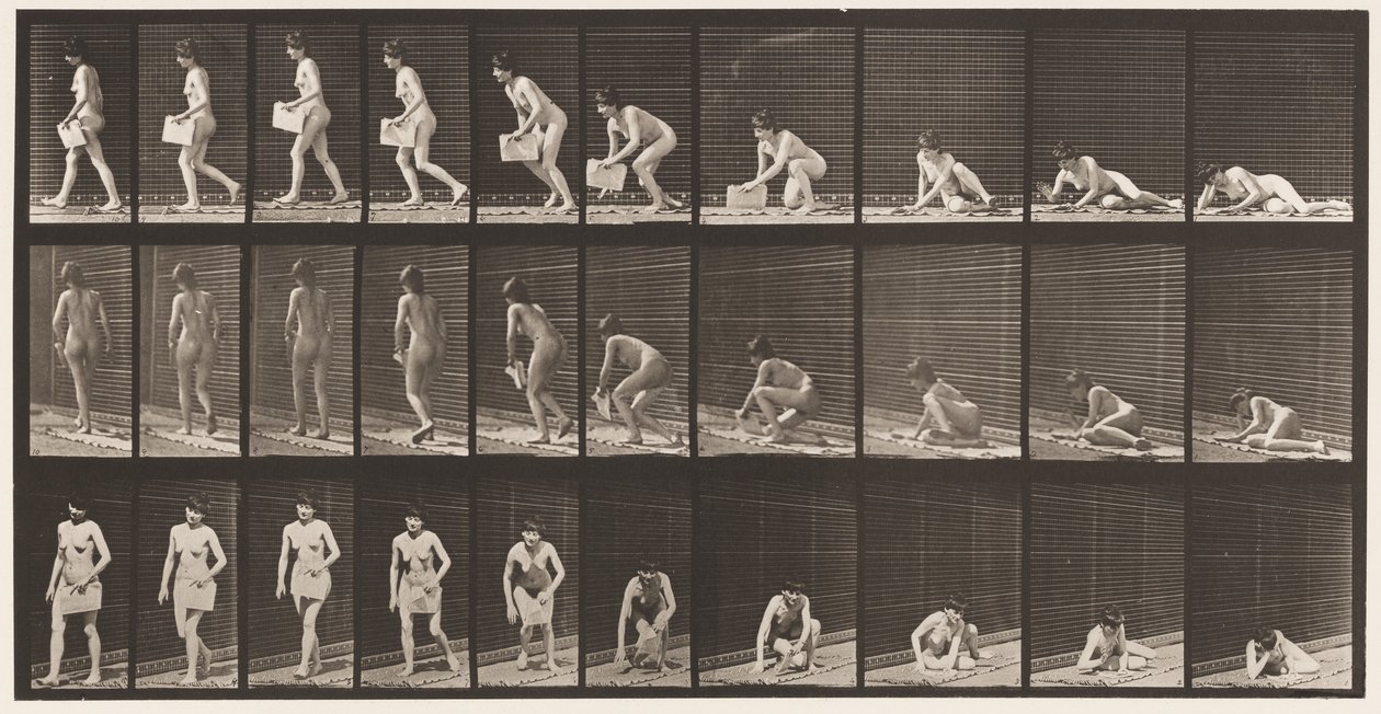 Deska 269. Vycházející ze země s novinami v levé ruce, 1872-1885 od Eadweard Muybridge