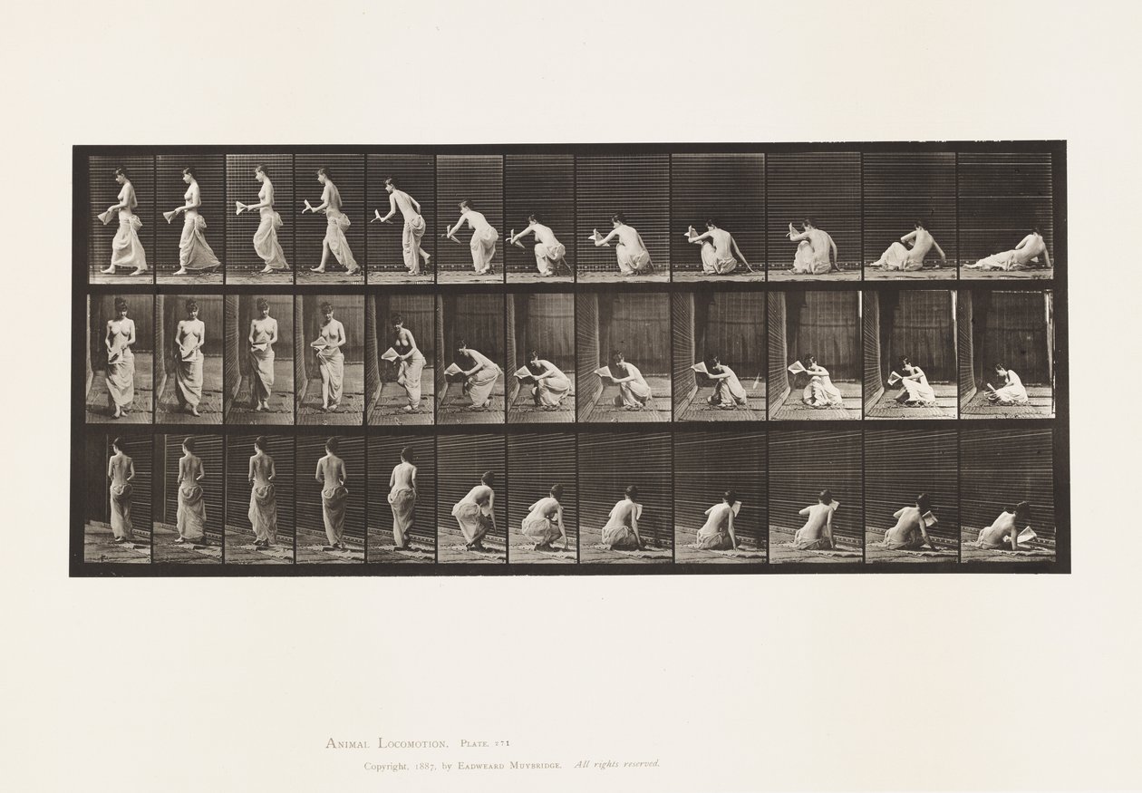 Talíř 271. Stoupající ze země s papírem v levé ruce od Eadweard Muybridge