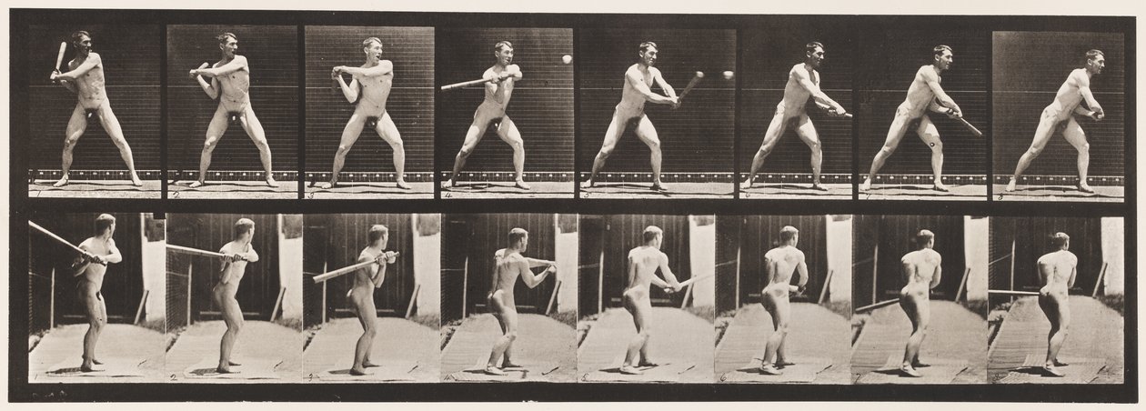 Talíř 279.Base-ball; Pálkař, 1885 od Eadweard Muybridge