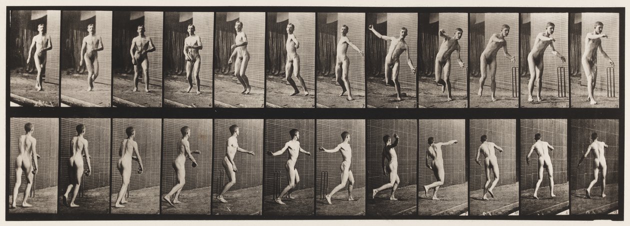 Talíř 289.Cvrček; Bowling s kulatým ramenem, 1885 od Eadweard Muybridge