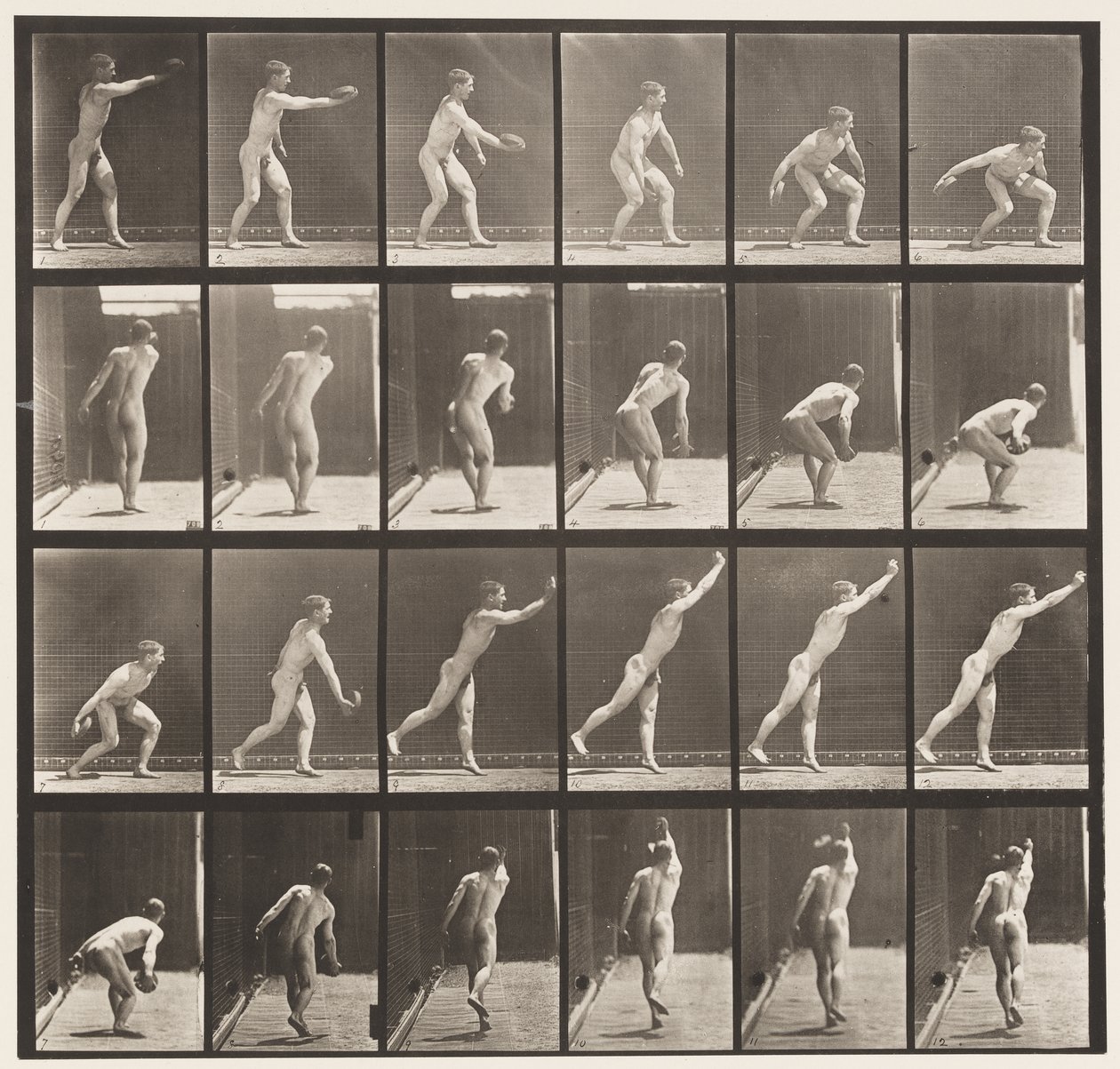 Talíř 307. Házení železným kotoučem, 1872-1885 od Eadweard Muybridge