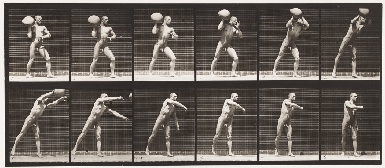 Talíř 311. Heaving a 75-lb Rock, 1885 od Eadweard Muybridge