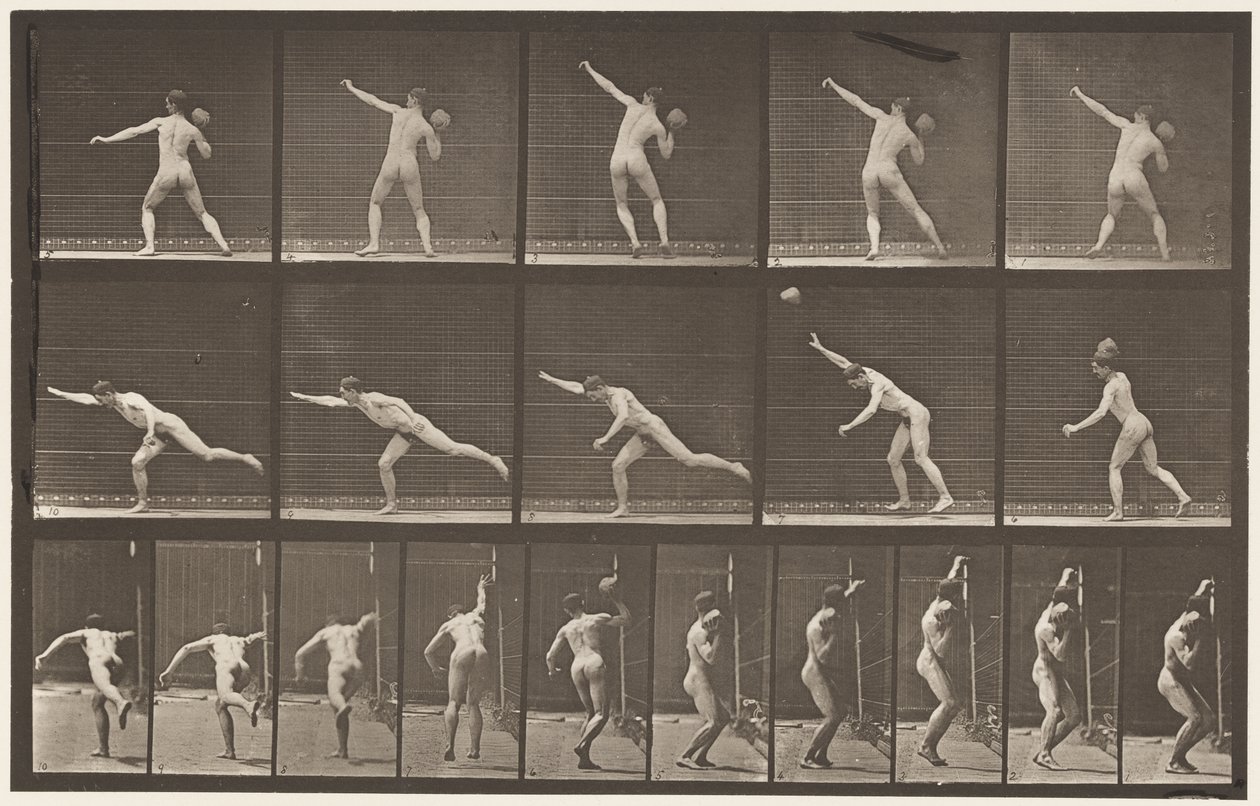 Talíř 313. Heaving a 20-lb Rock, 1885 od Eadweard Muybridge