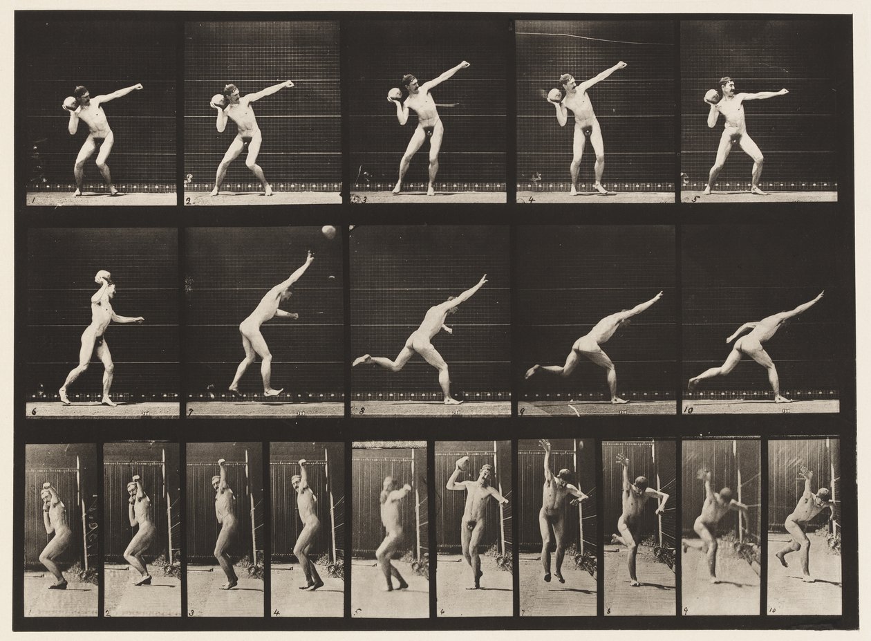 Talíř 314. Zvedání 20librového kamene od Eadweard Muybridge