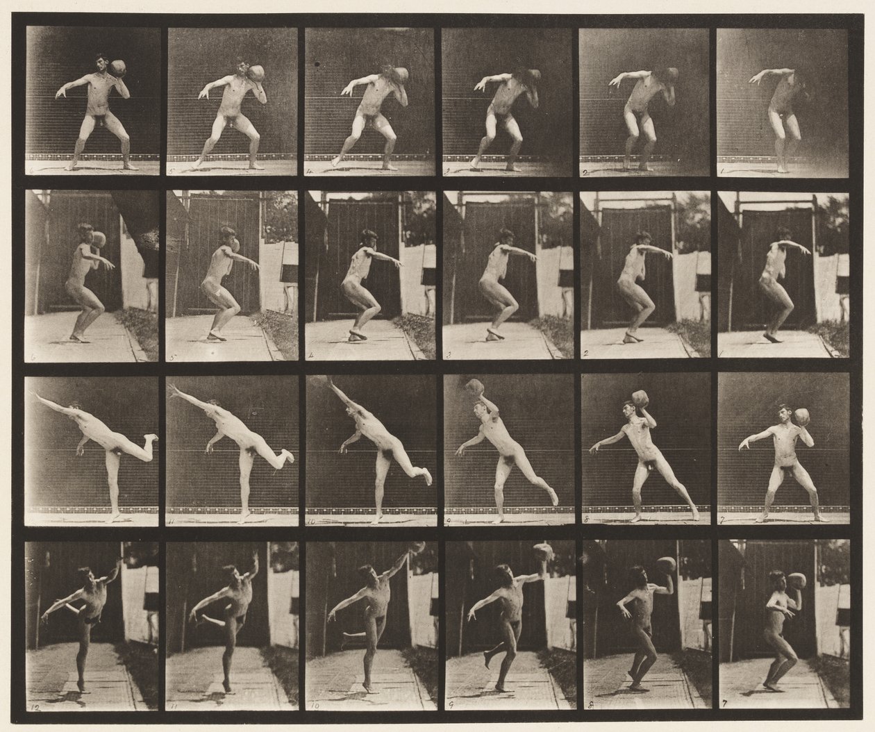 Talíř 315. Zvedání 20-lb skály od Eadweard Muybridge