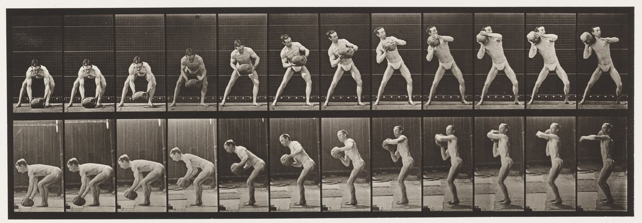 Talíř 318. Lifting a 75-lb Rock, 1872-1885 od Eadweard Muybridge