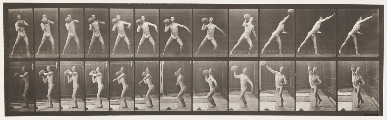Talíř 319. Zvedání 75 lb skály od Eadweard Muybridge