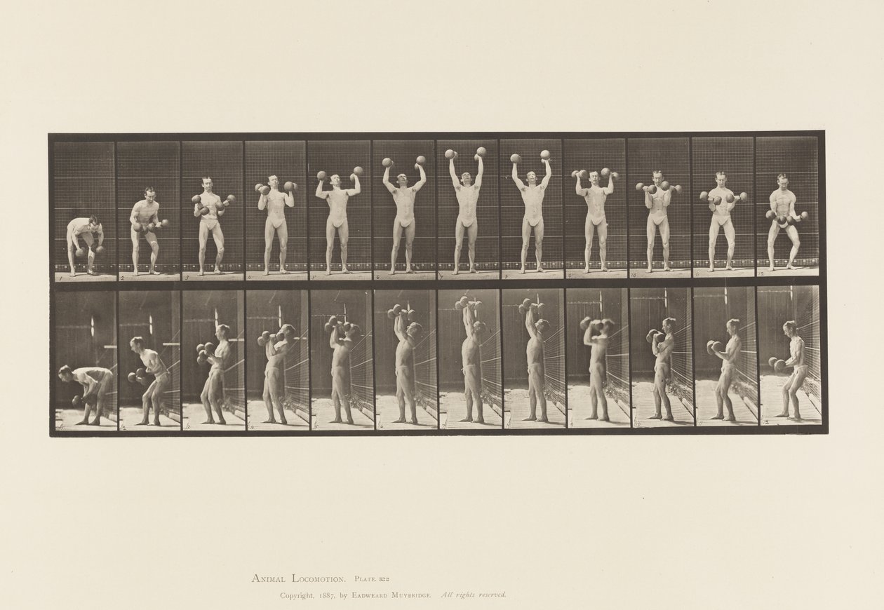 Talíř 322. Muž zvedání činek od Eadweard Muybridge