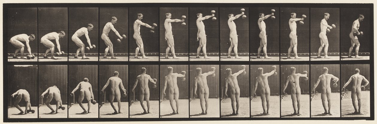 Talíř 326. Zvedání 50-lb. Dumb-Bell na délku paže od Eadweard Muybridge