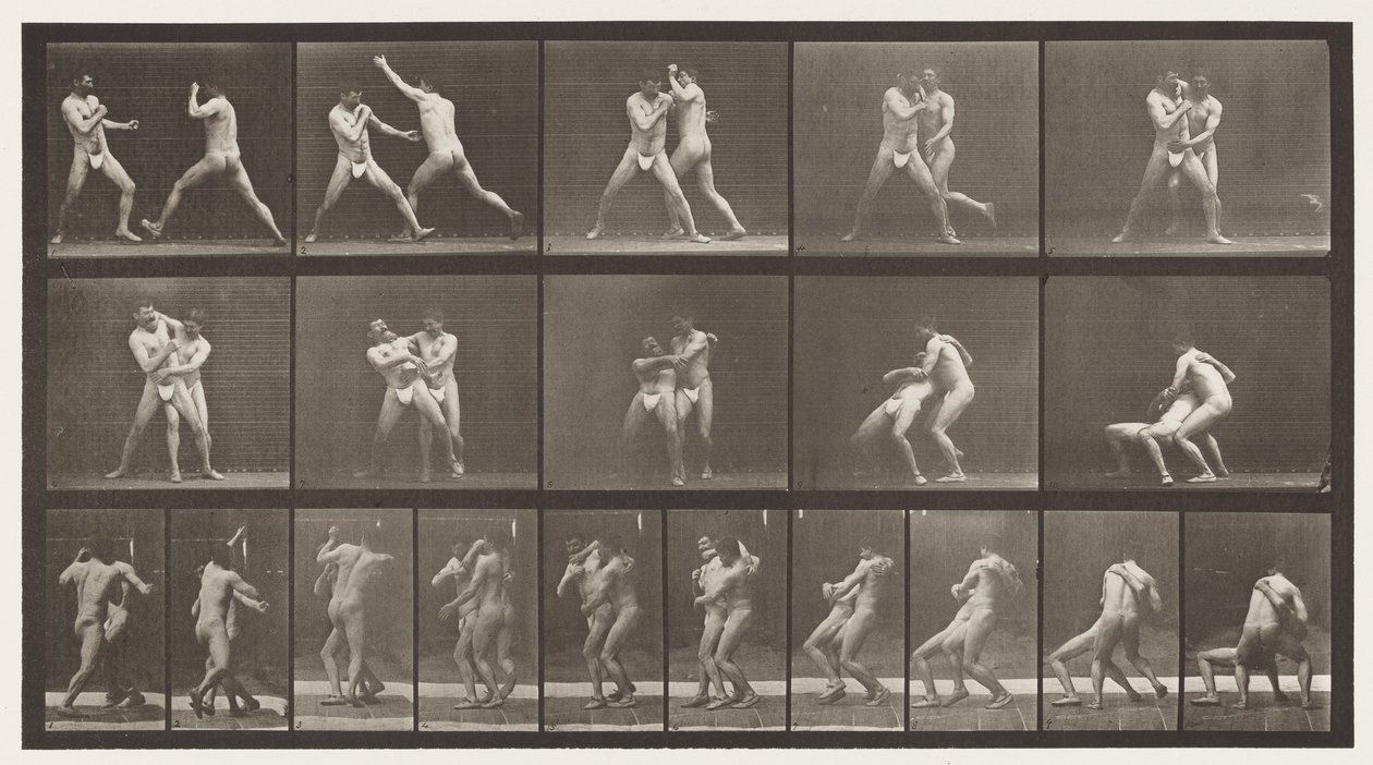 Talíř 331. Boxování; Zastavte se na Cross-Buttocks od Eadweard Muybridge