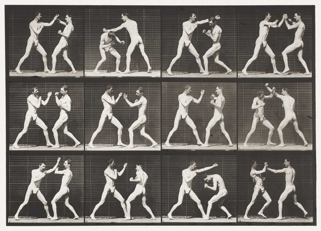 Talíř 336. Boxování; Otevřená ruka (boty) od Eadweard Muybridge