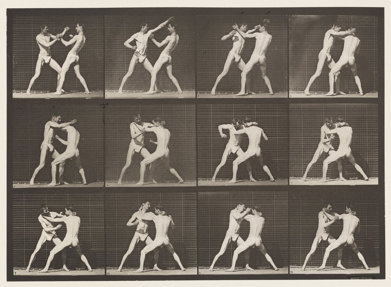 Talíř 340. Boxování; Otevřená ruka od Eadweard Muybridge