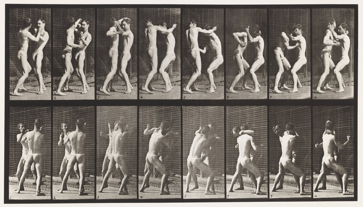 Talíř 341. Boxování; Otevřená ruka od Eadweard Muybridge
