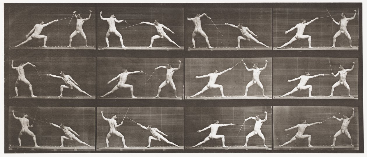Talíř 349. Šerm, 1872-1885 od Eadweard Muybridge