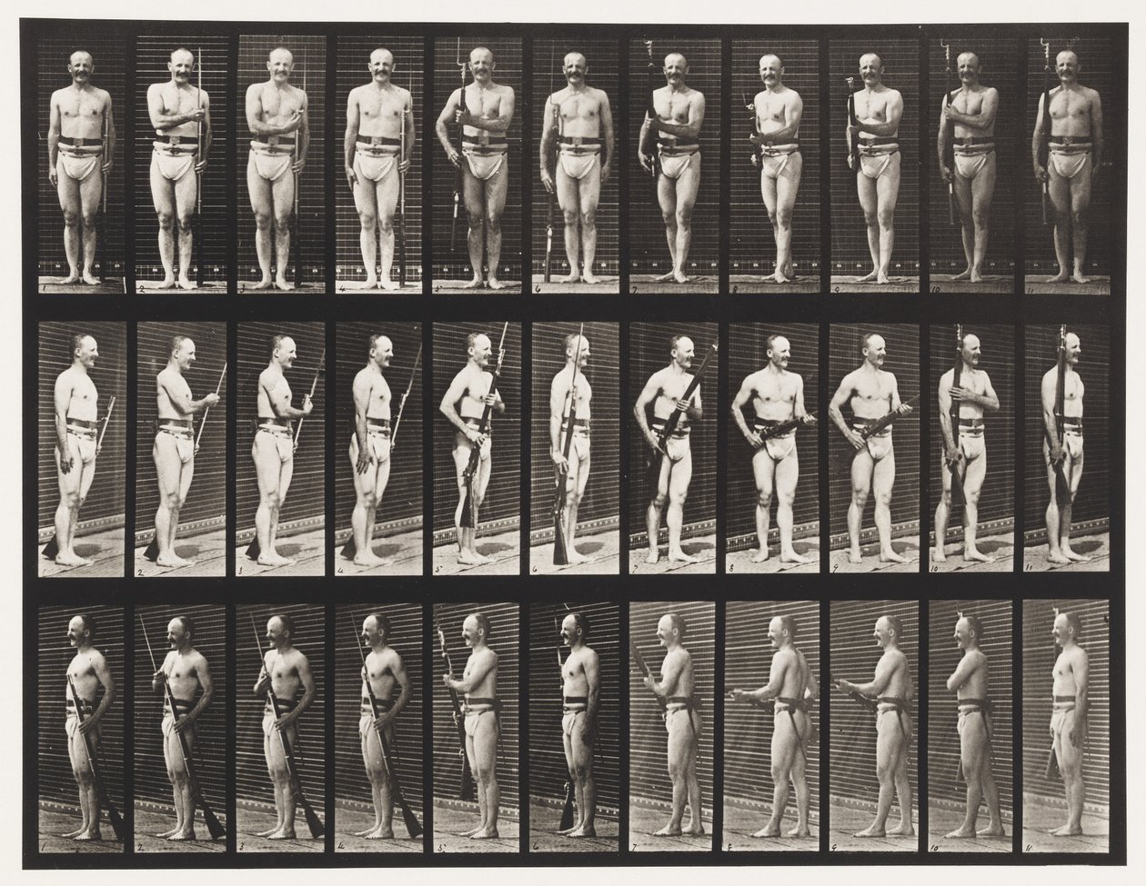 Deska 351. Opravte a uvolněte bajonety, 1872-1885 od Eadweard Muybridge