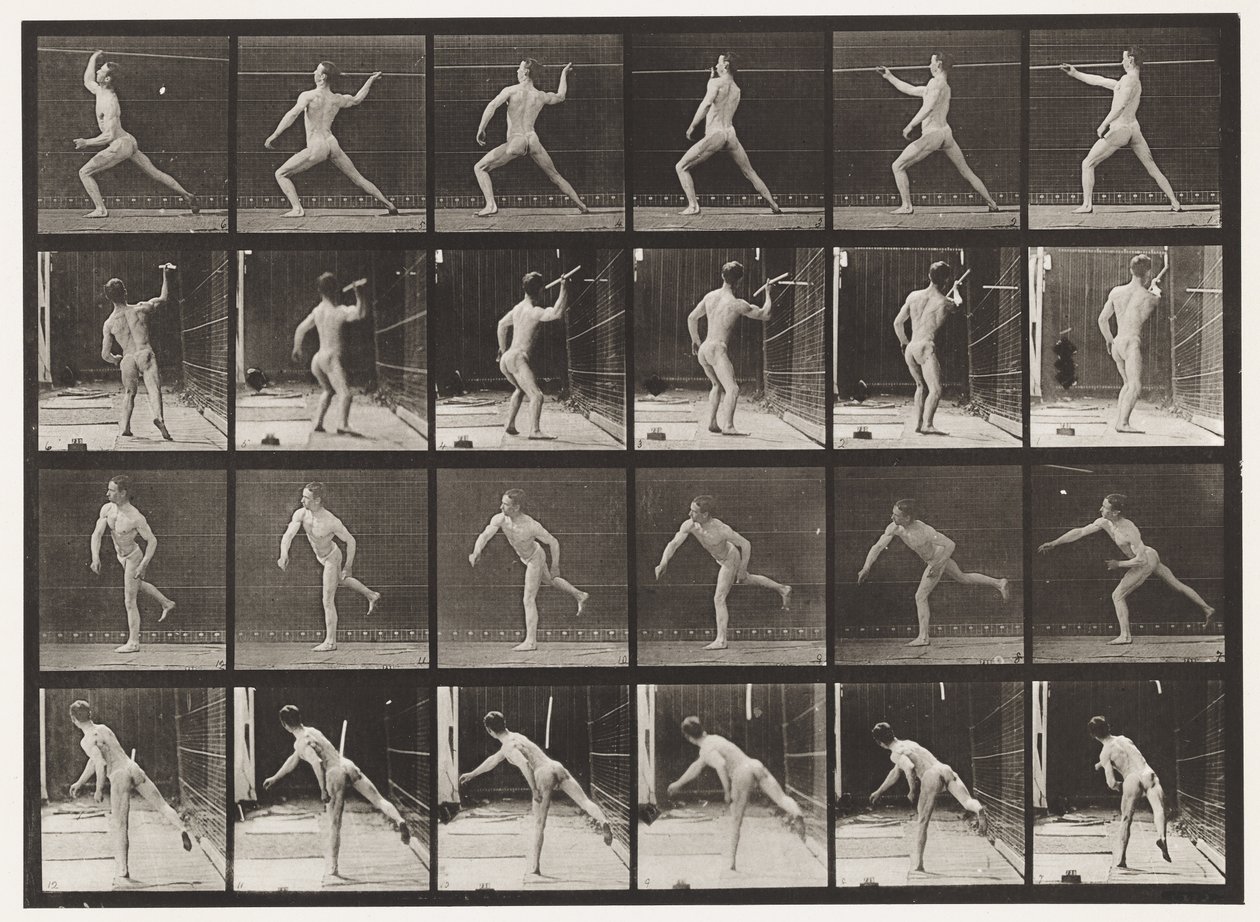 Talíř 360. Házení oštěpem, 1872-1885 od Eadweard Muybridge