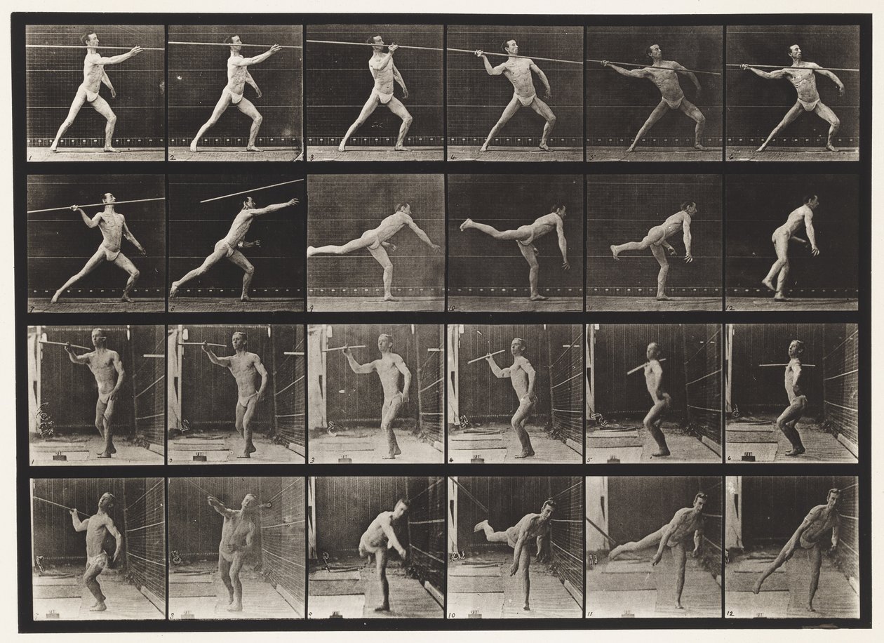 Talíř 361. Házení oštěpem, 1872-1885 od Eadweard Muybridge