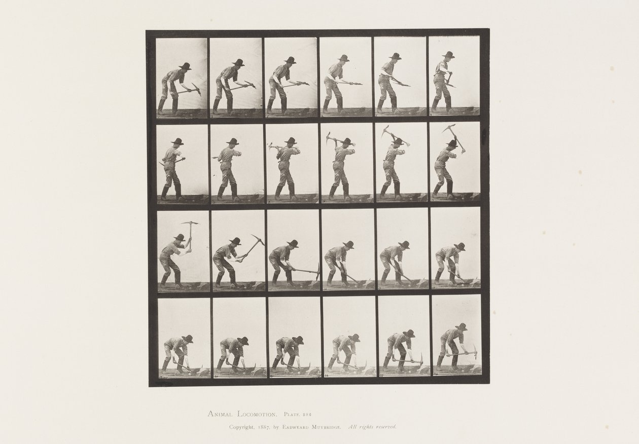 Talíř 386. Horník pomocí trsátka od Eadweard Muybridge