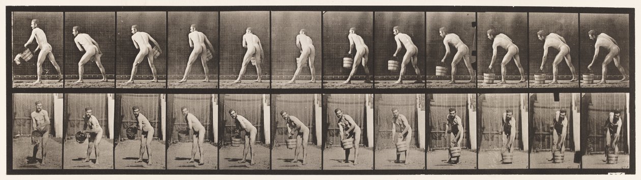 Talíř 398. Vyprázdnění vědra s vodou, 1872-1885 od Eadweard Muybridge