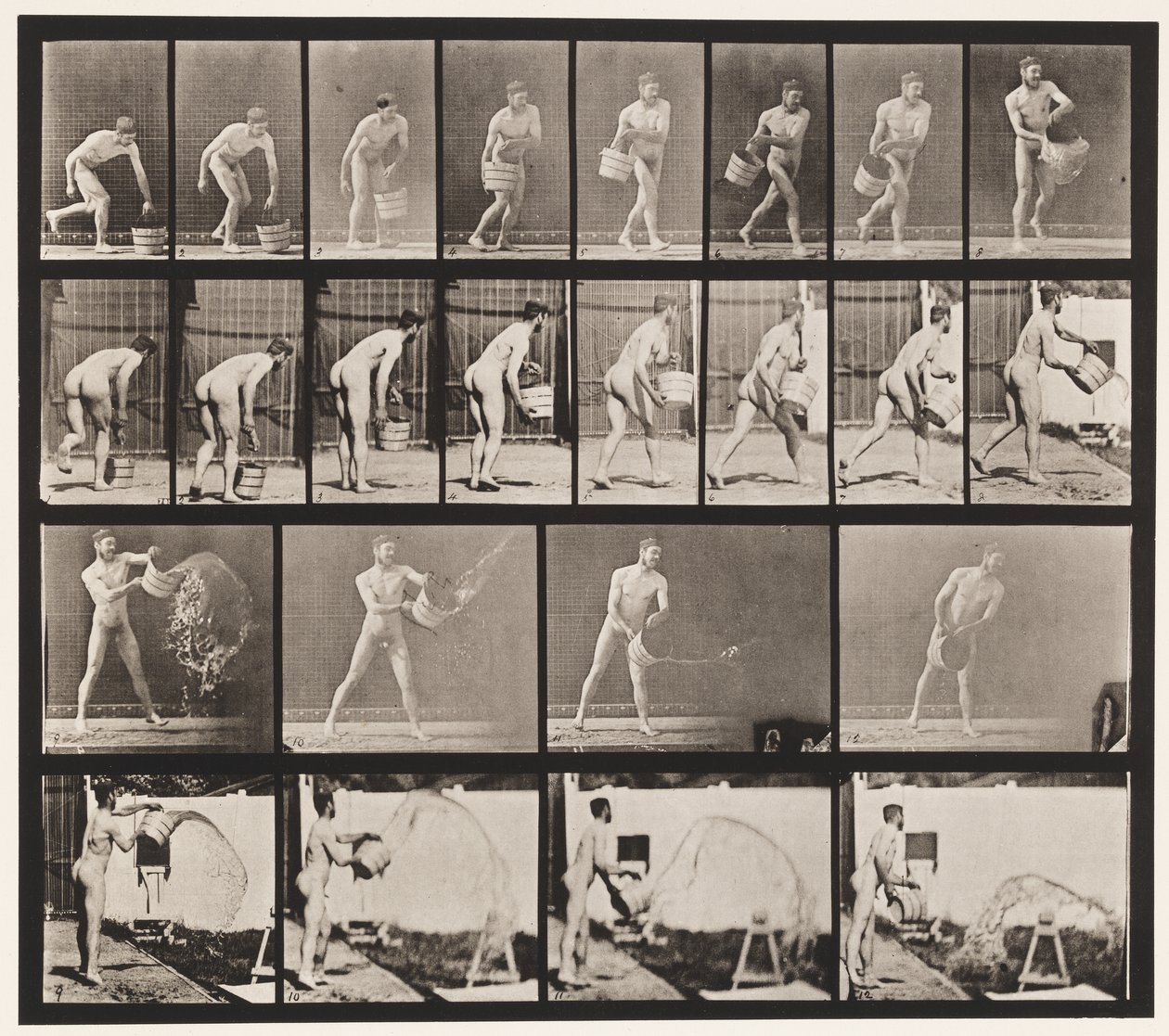 Talíř 400. Vyprázdnění vědra vody, 1872-1885 od Eadweard Muybridge