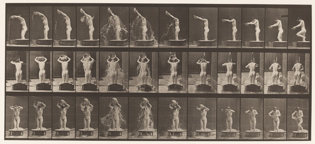 Talíř 409. Nalévací nádrž s vodou nad hlavou od Eadweard Muybridge