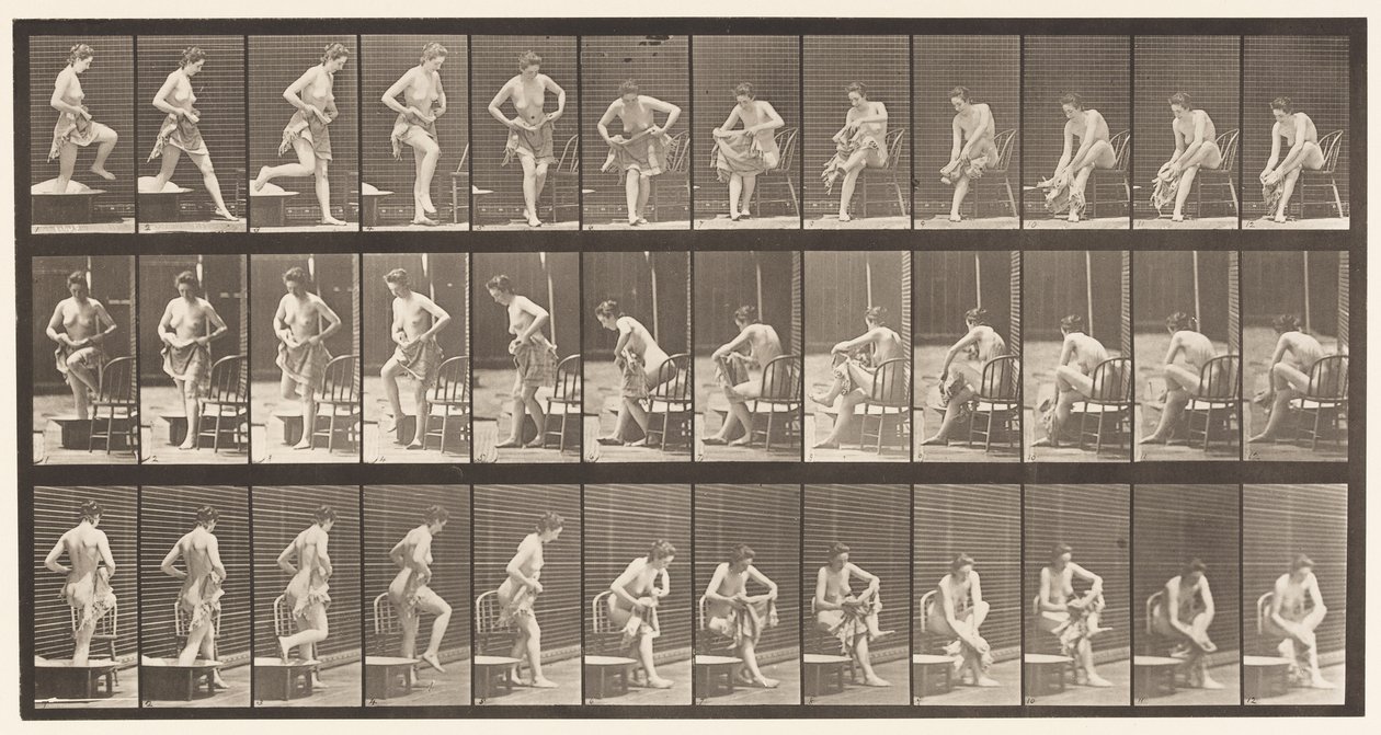 Talíř 410. Vystoupit z vany, posadit se, utřít nohy od Eadweard Muybridge