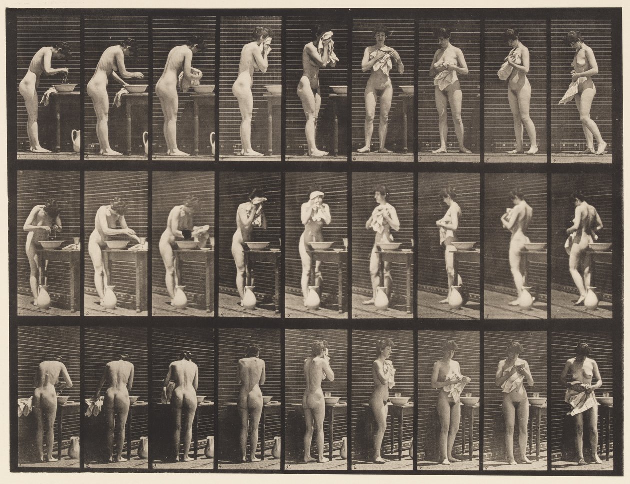 Talíř 412. Mytí, otírání čela a otáčení od Eadweard Muybridge