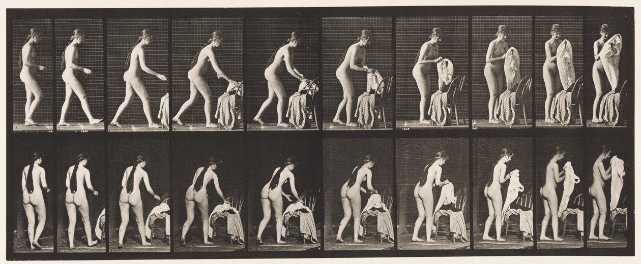 Talíř 415. Toaleta, příprava na oblékání od Eadweard Muybridge