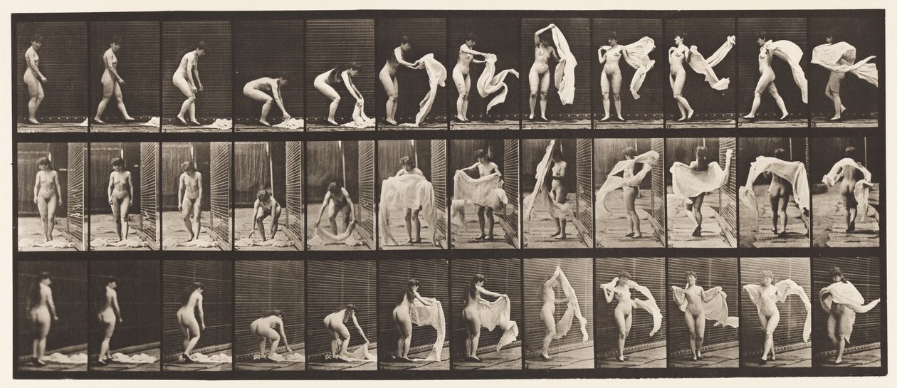Talíř 419. Záchod, shrbený, přehození kolem ramen od Eadweard Muybridge