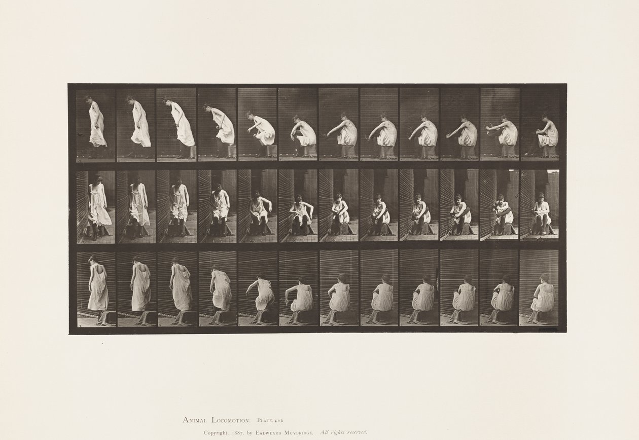 Talíř 423. Záchod; Obouvání bot a vstávání ze židle od Eadweard Muybridge