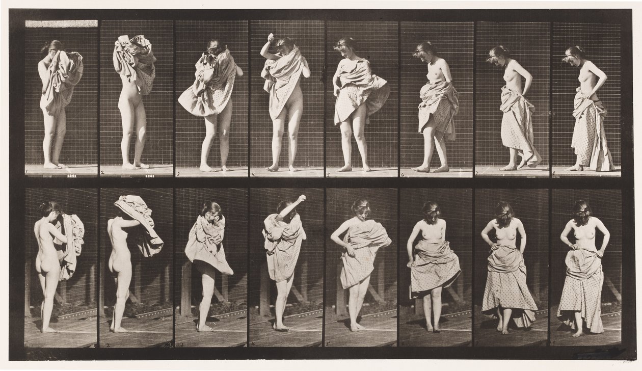 Talíř 425. Záchod, oblékání a otáčení, 1872-1885 od Eadweard Muybridge