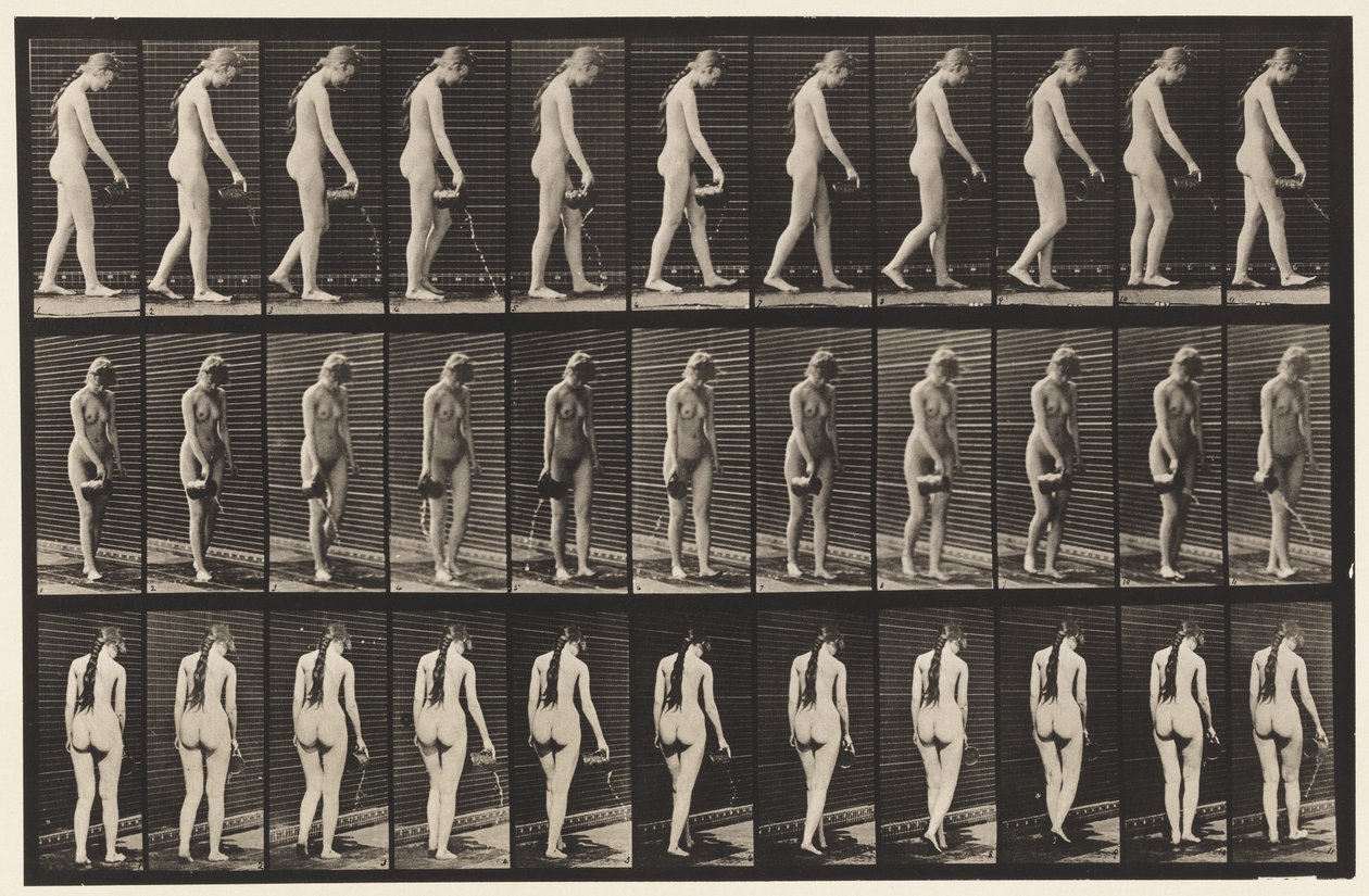 Talíř 42. Chůze, nalévání vody z džbánu od Eadweard Muybridge