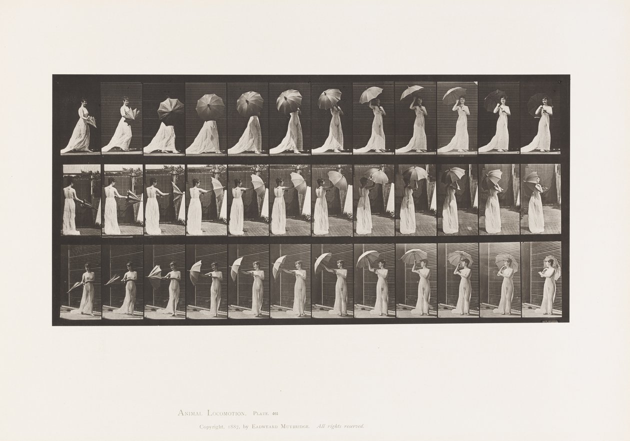 Talíř 461. Otevření slunečníku a otočení od Eadweard Muybridge