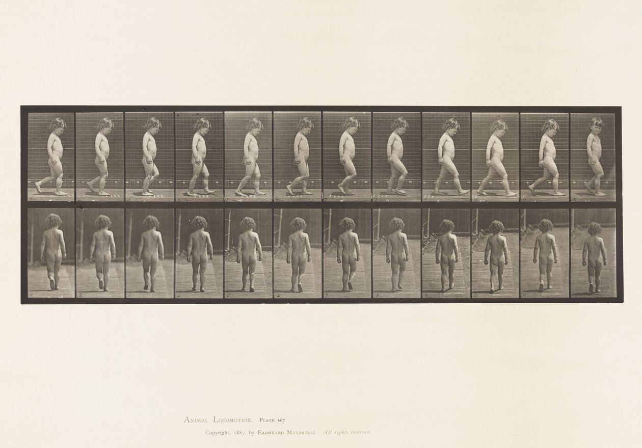 Talíř 467.Dítě, Chodící, 1885 od Eadweard Muybridge
