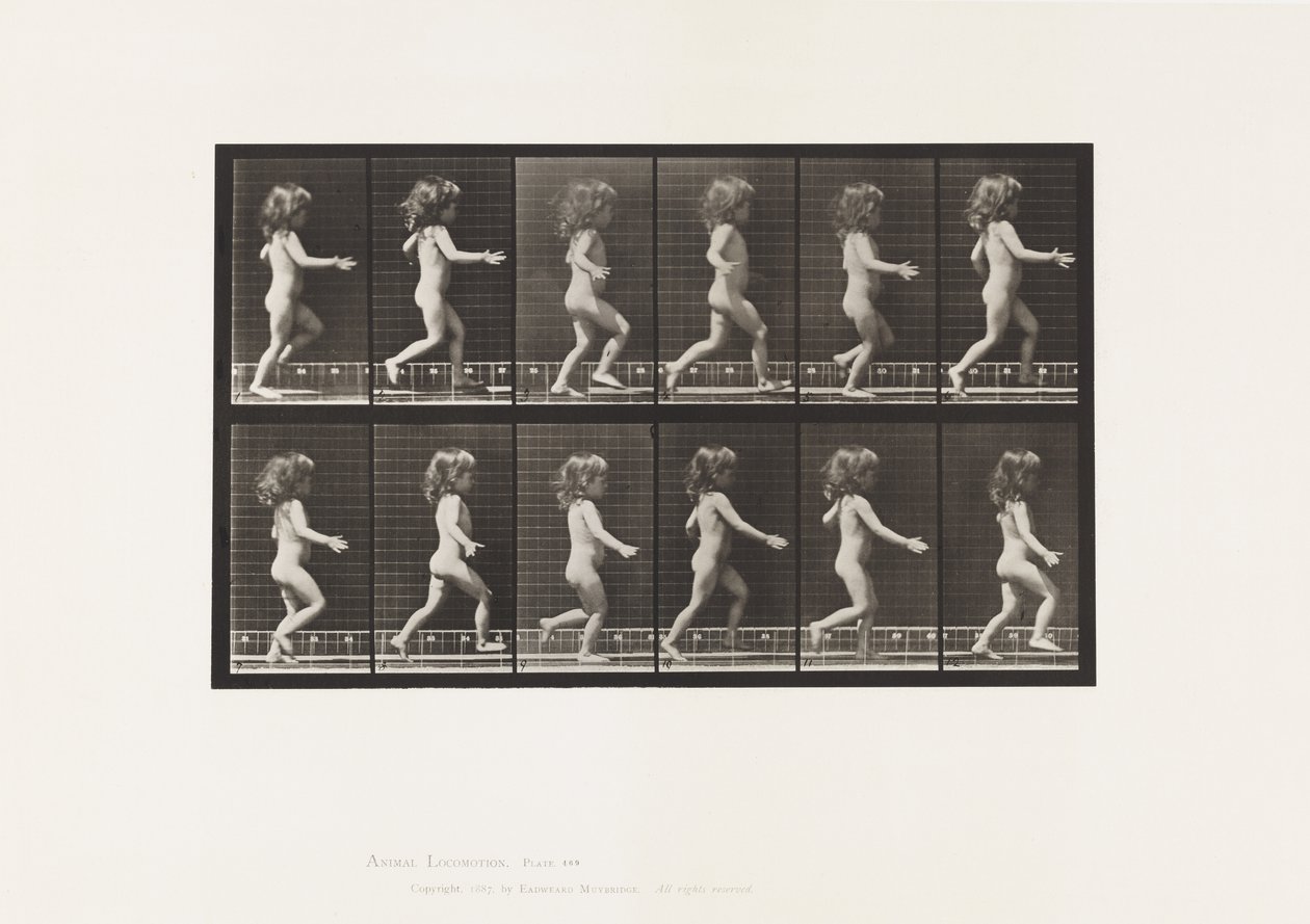 Talíř 469.Dítě, Běh, 1885 od Eadweard Muybridge