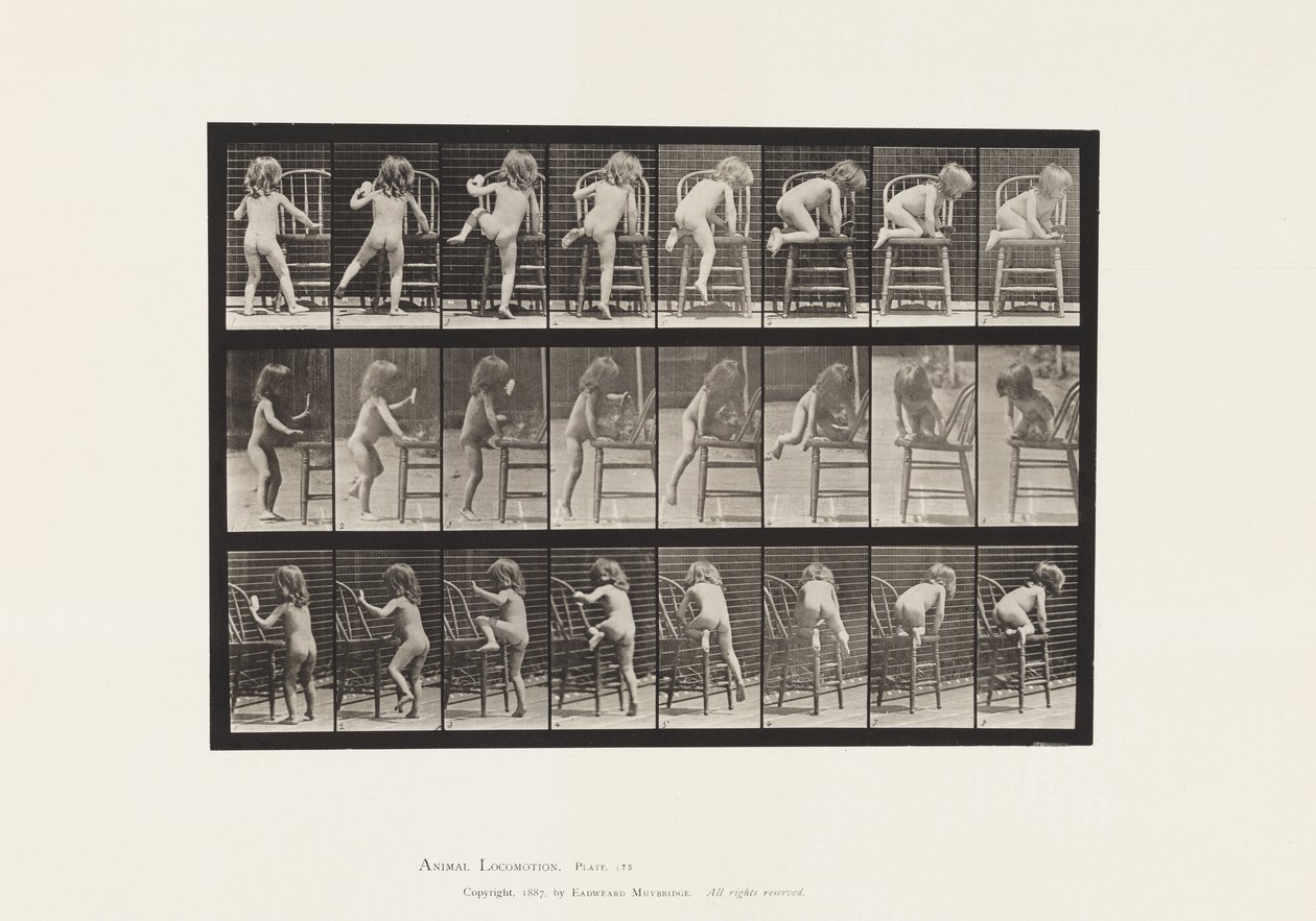 Talíř 475. Dítě, vstávání na židli od Eadweard Muybridge