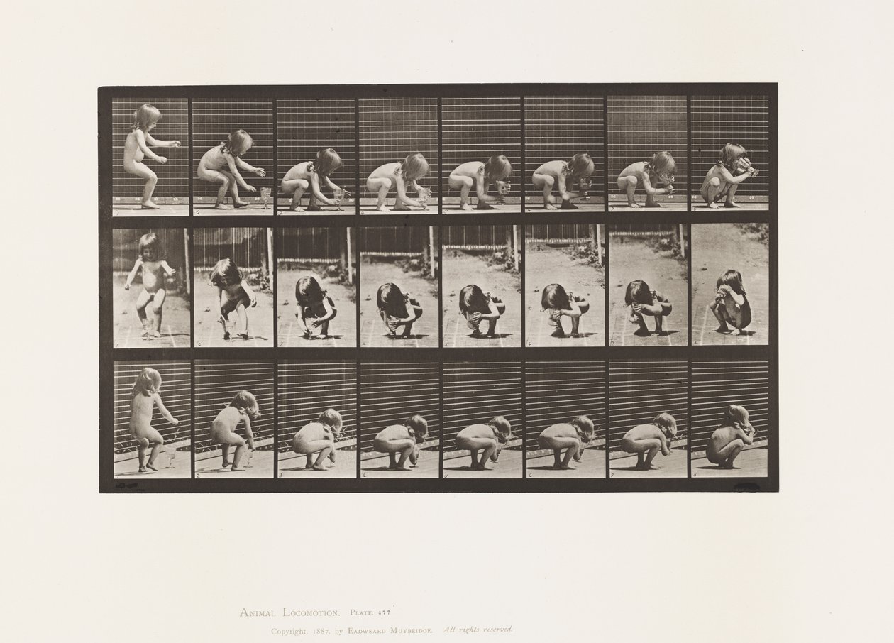 Talíř 477. Dítě, sklánění, zvedání poháru a pití od Eadweard Muybridge