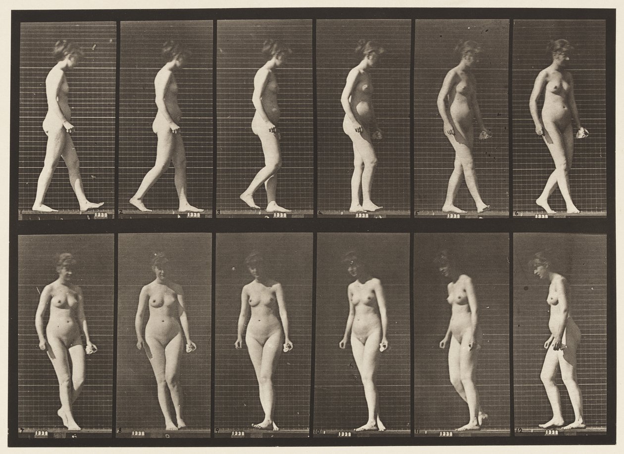 Talíř 47. Chůze a otáčení se od Eadweard Muybridge