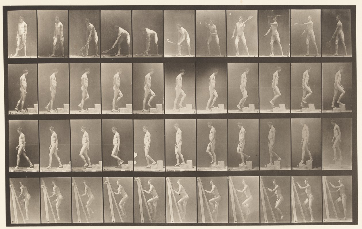 Talíř 486. A, Tenis na trávníku; B, Ascending a Step;, 1872-1885 od Eadweard Muybridge