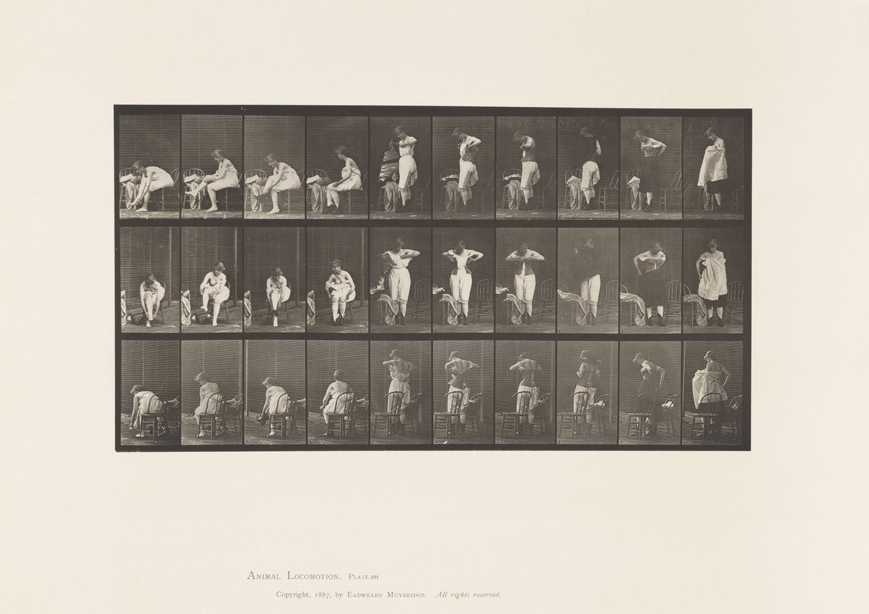 Talíř 494. Různé fáze záchodu od Eadweard Muybridge