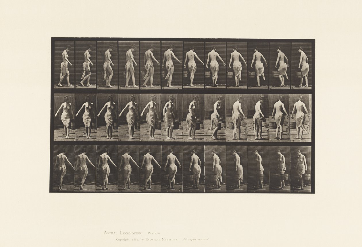 Talíř 50. Chůze, Nošení kbelíku od Eadweard Muybridge