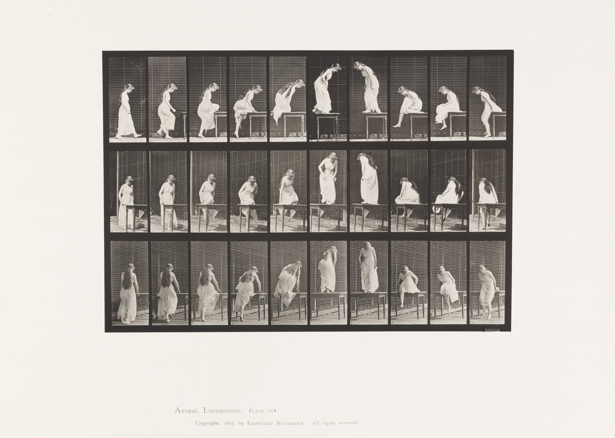 Talíř 513. Nastupování a sestupování ze stolu od Eadweard Muybridge
