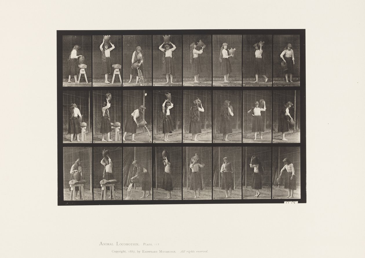 Talíř 517. Různé pohyby s nádobou na vodu od Eadweard Muybridge